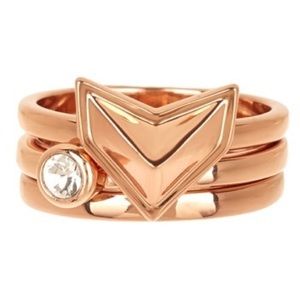 Rebecca Minkoff Rose Gold Plated Rings, set of 3